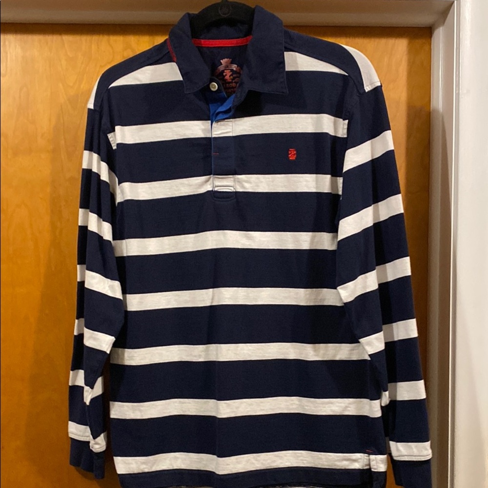Men's Navy and White Striped Shirt